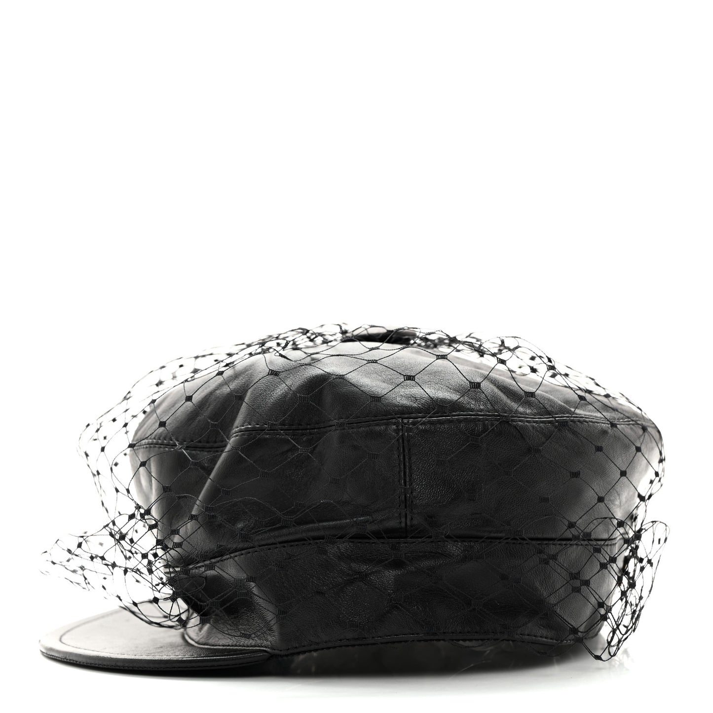Calfskin Paris Revolution Cap With Veil 58 Black