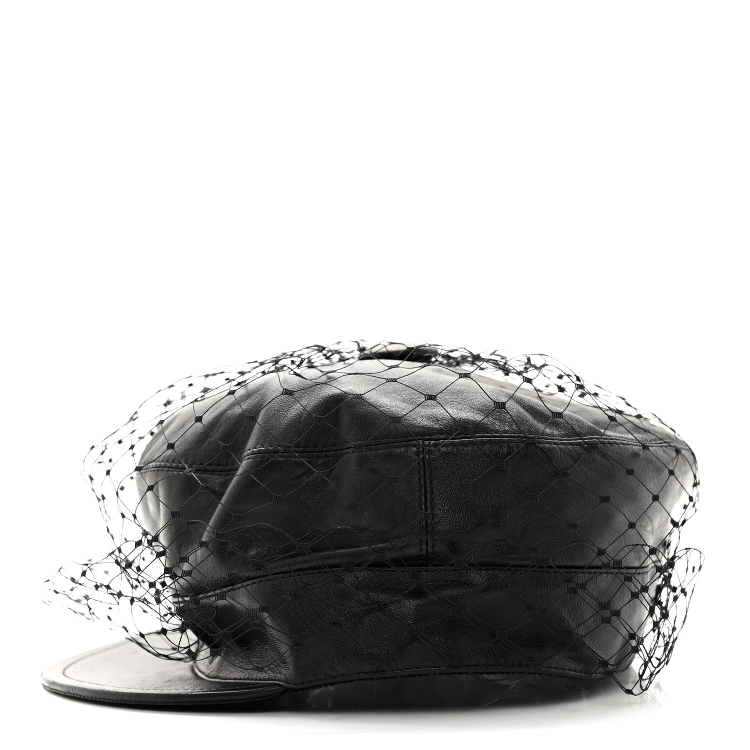 Christian Dior Calfskin Paris Revolution Cap With Veil 58 Black 4 of 11