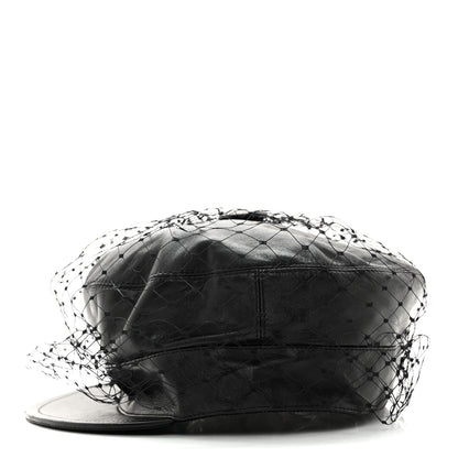 Christian Dior Calfskin Paris Revolution Cap With Veil 58 Black 4 of 11