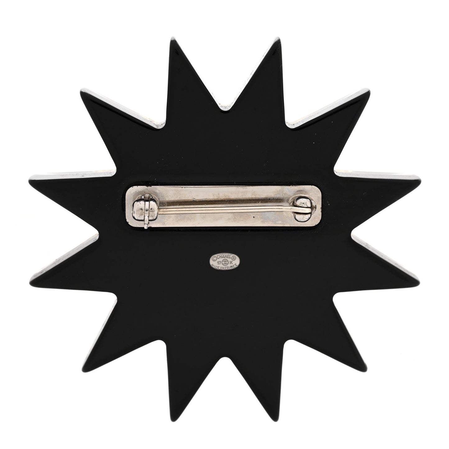Resin Glitter CC Star Brooch Black Gold