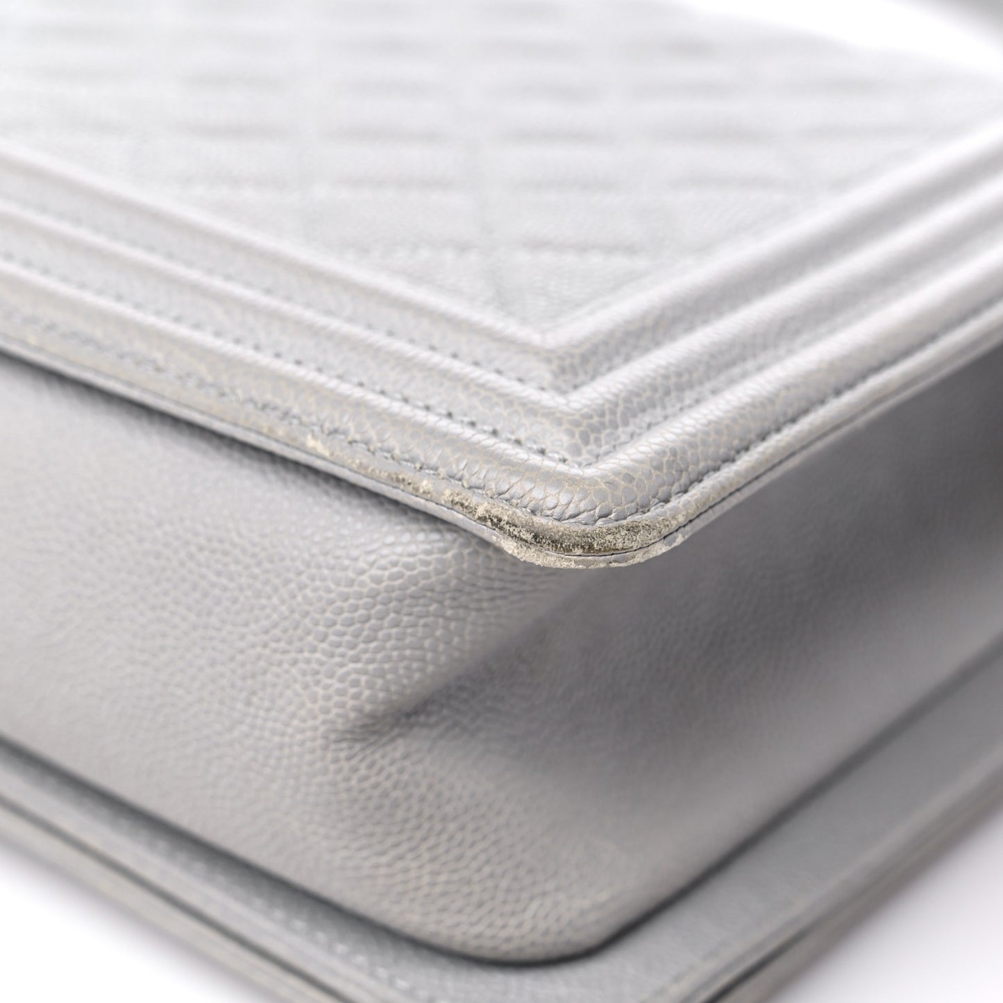 Caviar Quilted New Medium Boy Flap Grey