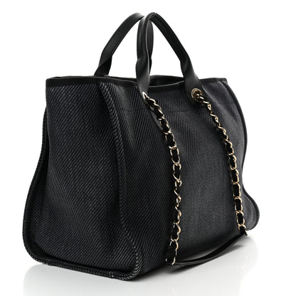 Chanel Mixed Fibers Calfskin Medium Deauville Black 3 of 18