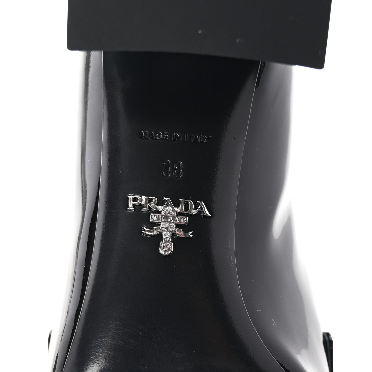 Prada Vernice Metal Triangle Logo 45mm Loafer Pumps 38 Black 7 of 9