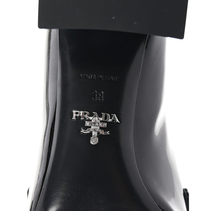 Prada Vernice Metal Triangle Logo 45mm Loafer Pumps 38 Black 7 of 9