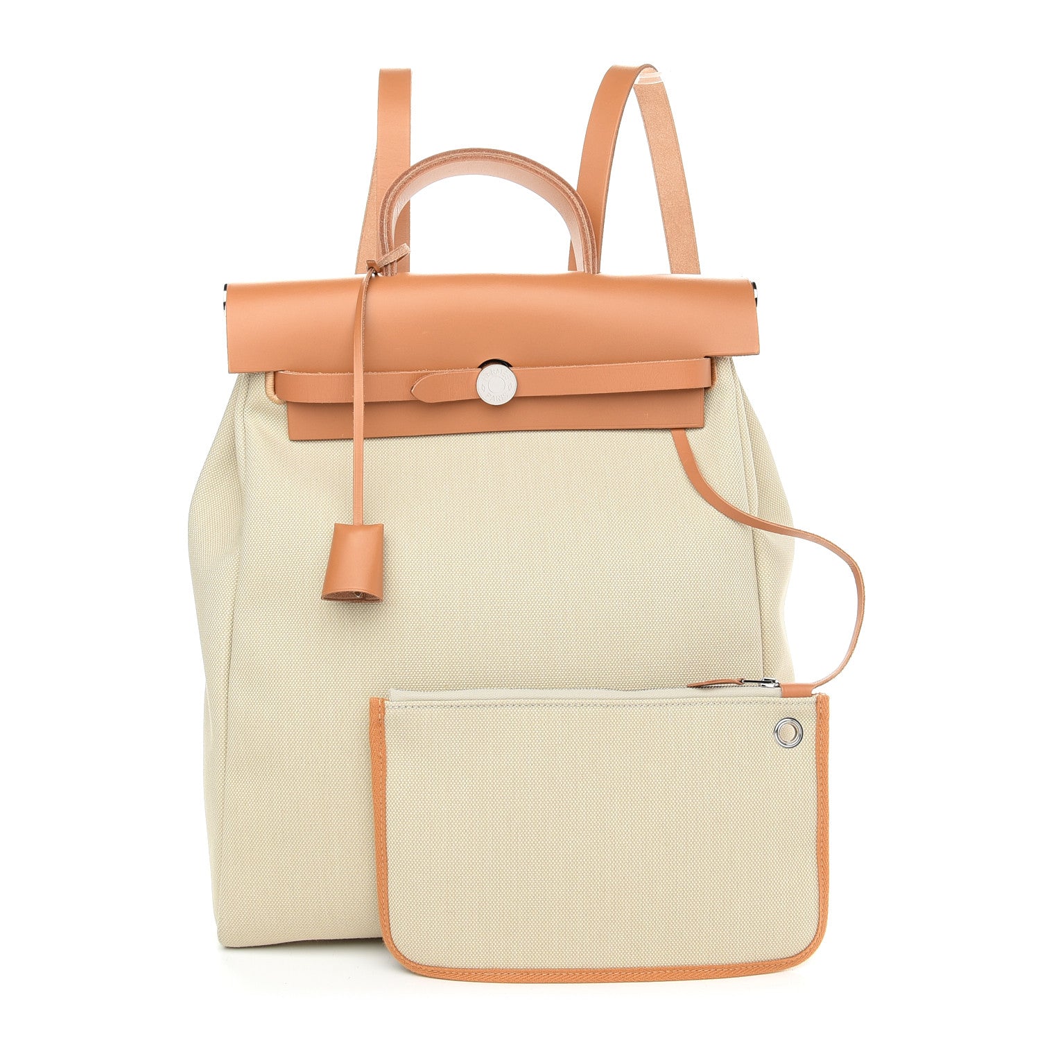 product image of HERMES Military Toile Vache Hunter Herbag a Dos Zip Retourne Beton Naturel Sable FASHIONPHILE