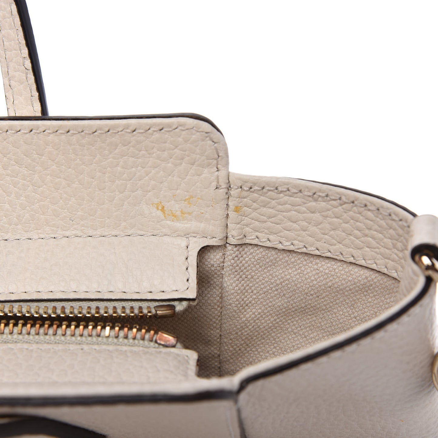 Dollar Calfskin Mini Swing Top Handle Bag Mystic White