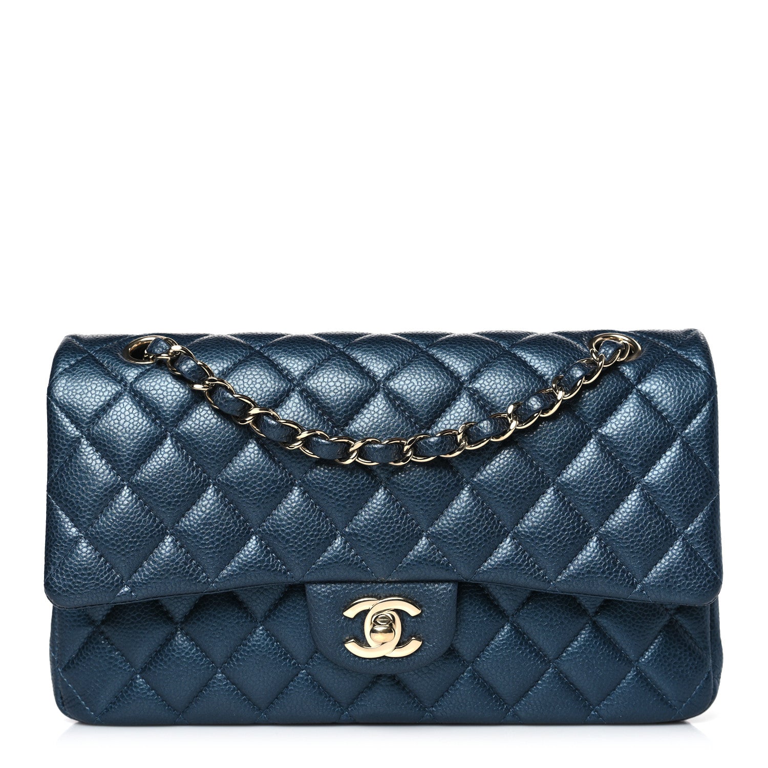 Chanel Iridescent Caviar Quilted Medium Double Flap Dark Blue 1 of 10
