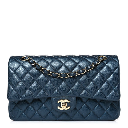 Chanel Iridescent Caviar Quilted Medium Double Flap Dark Blue 1 of 10