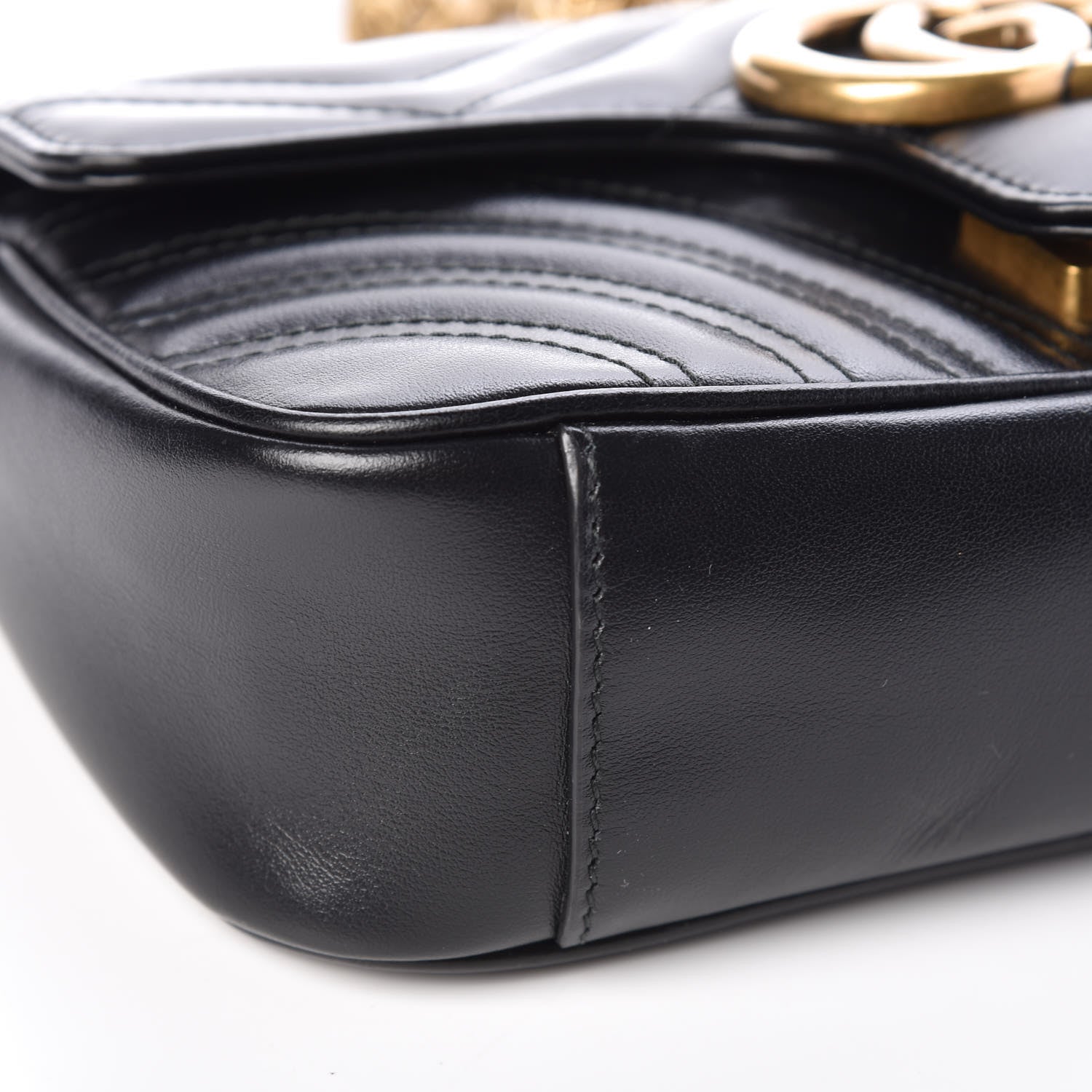 Gucci Calfskin Matelasse Mini GG Marmont Shoulder Bag Black 8 of 9