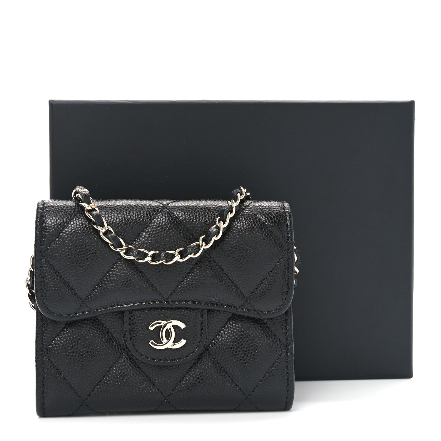 Chanel Caviar Quilted Flap Card Holder On Chain Black 10 of 10
