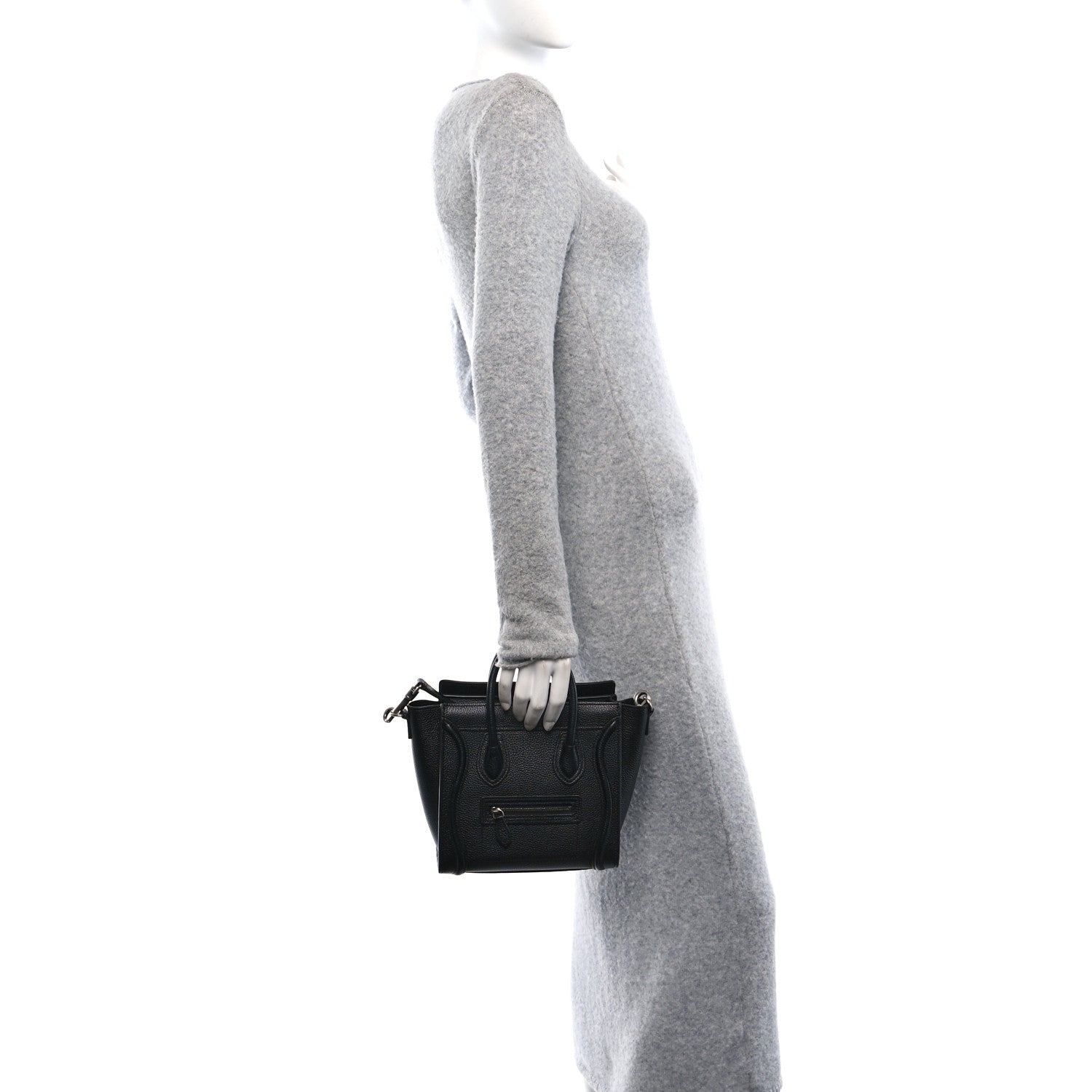 Celine Drummed Calfskin Nano Luggage Black 2 of 11
