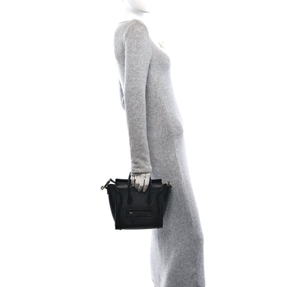 Celine Drummed Calfskin Nano Luggage Black 2 of 11