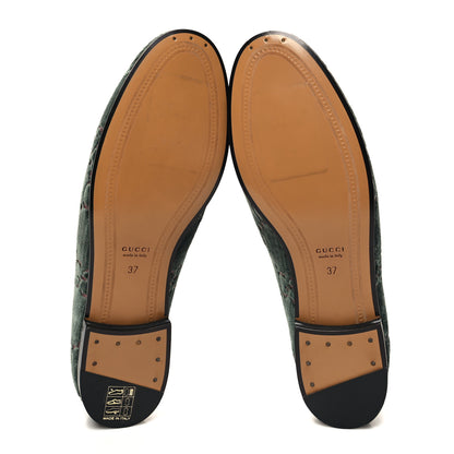 Gucci Velvet Malaga Kid GG Monogram Horsebit Womens Jordaan Loafers 37 Avio Dusty Pink Black 5 of 9