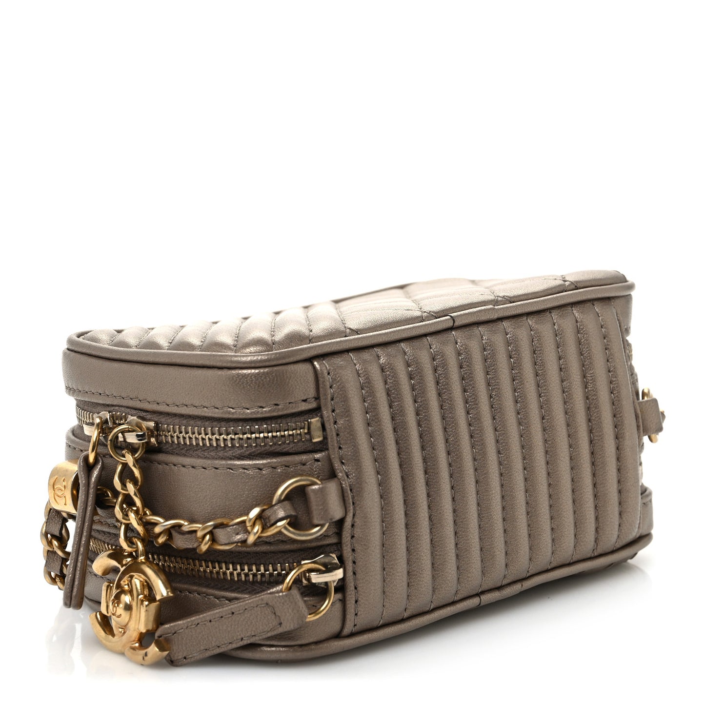 Metallic Lambskin Mini Coco Boy Camera Case Dark Gold