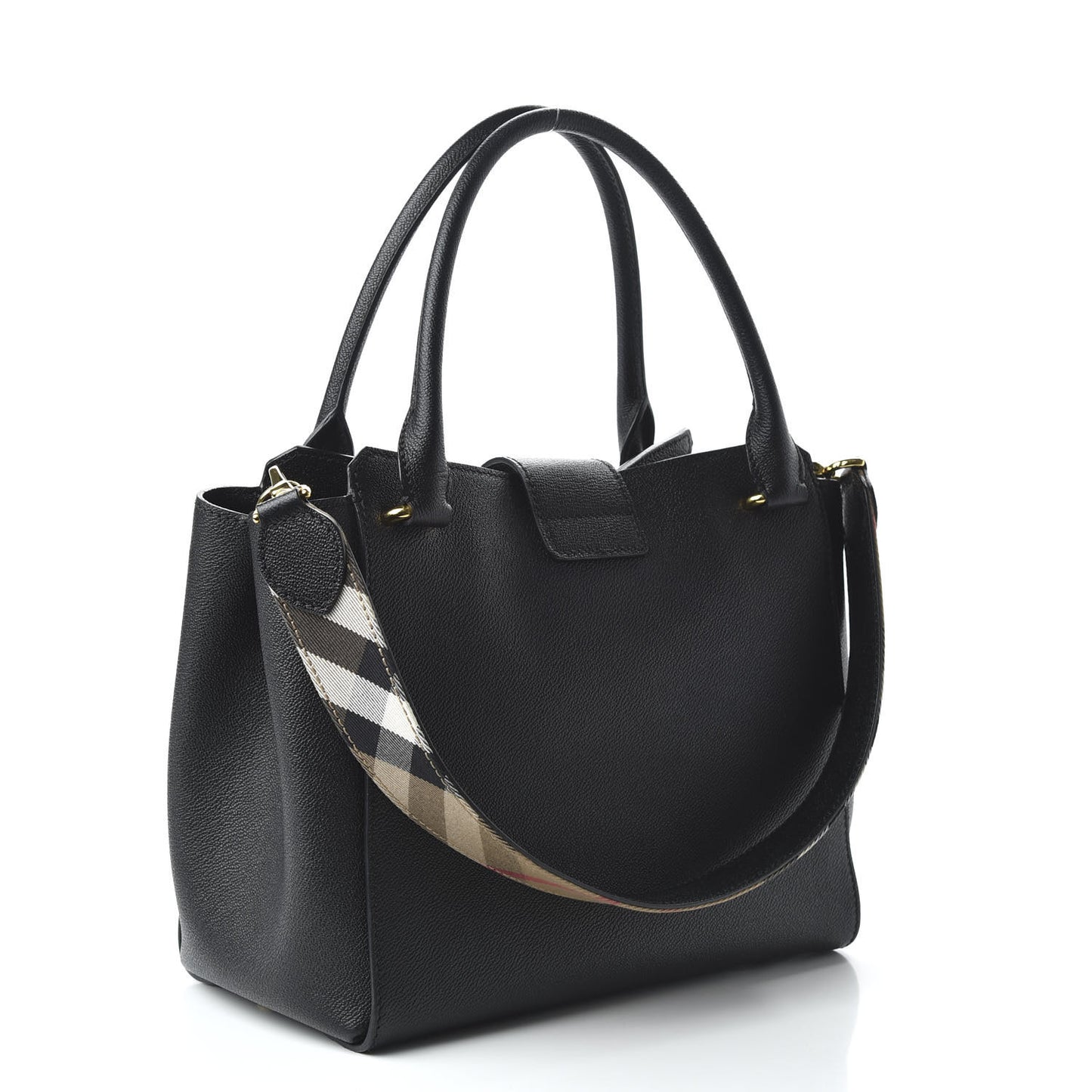Soft Grain Calfskin Medium Buckle Tote Black