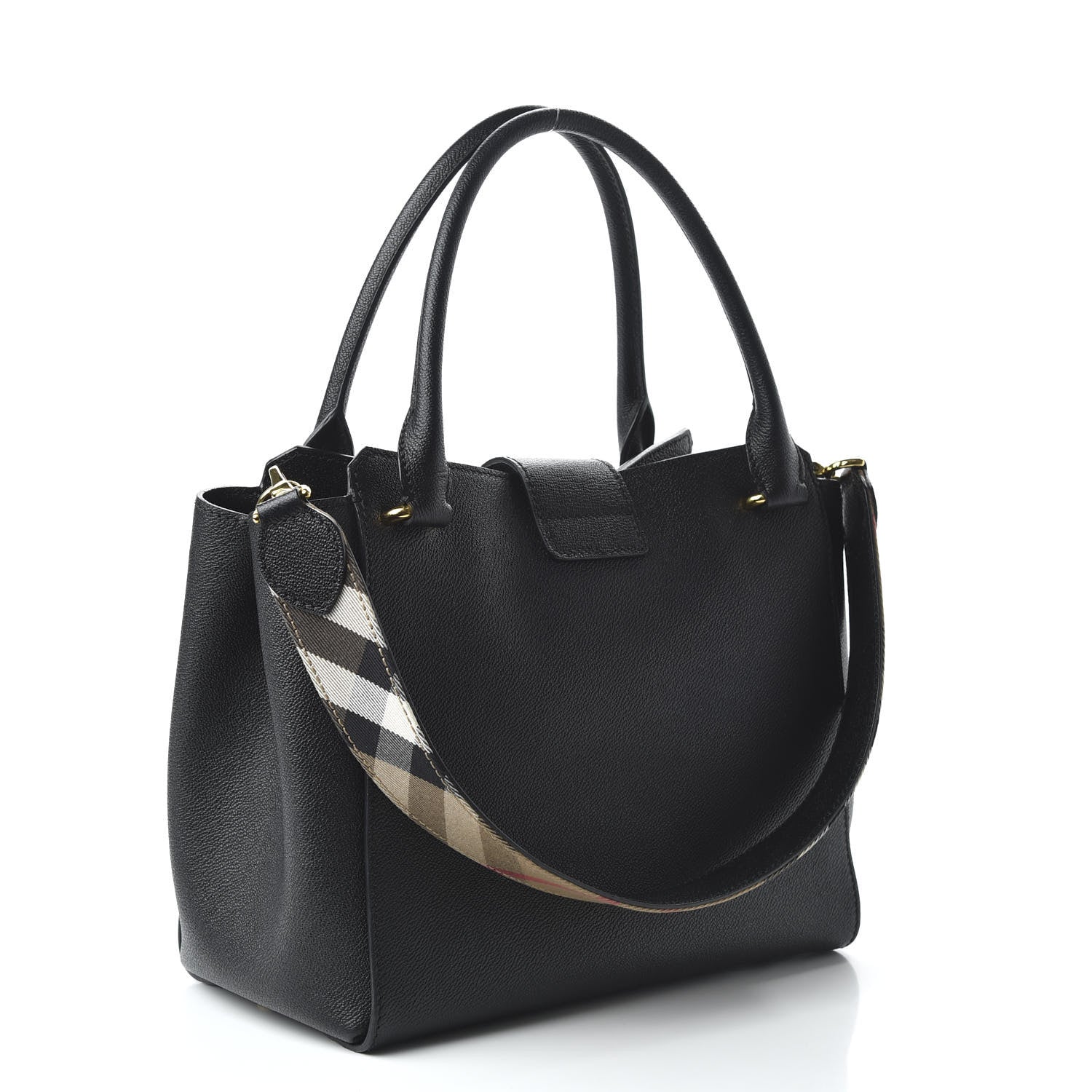 Burberry Soft Grain Calfskin Medium Buckle Tote Black 4 of 10