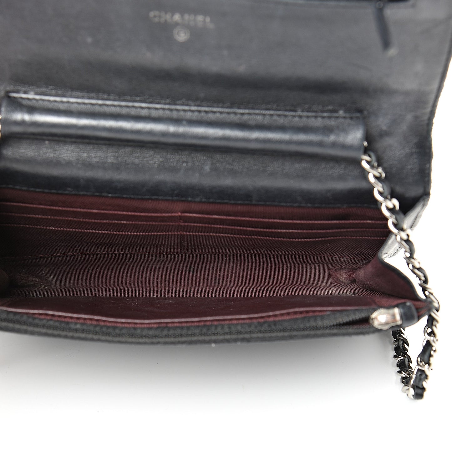 Lambskin Quilted Wallet On Chain WOC Black
