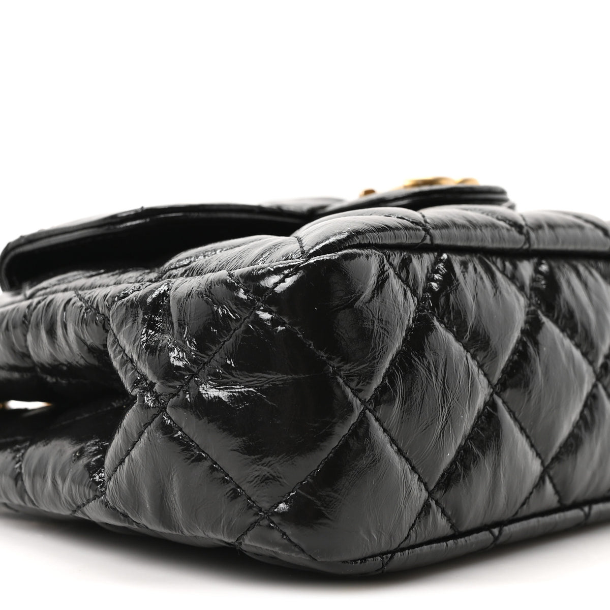 Chanel Shiny Crumpled Calfskin Quilted Small Wavy CC Hobo Black 9 of 11