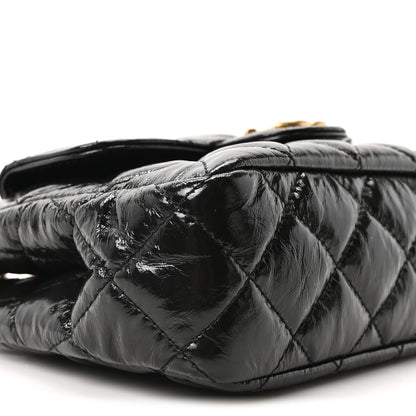 Chanel Shiny Crumpled Calfskin Quilted Small Wavy CC Hobo Black 9 of 11