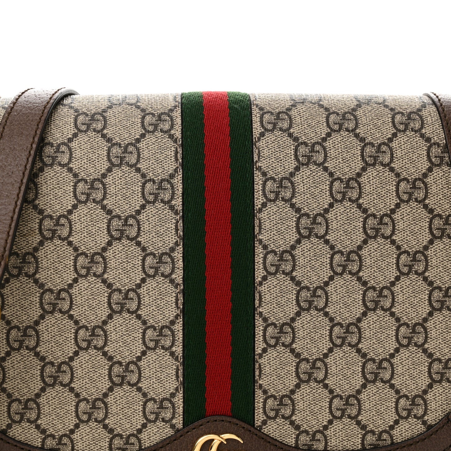 GG Supreme Monogram Web Small Ophidia Flap Messenger Bag Brown