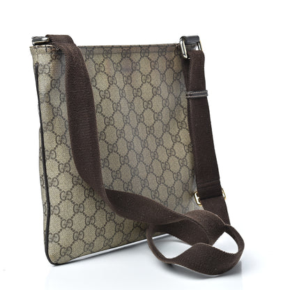 Gucci GG Supreme Monogram Selleria Calfskin Small Flat Side Zip Messenger Bag Beige Ebony Cocoa Dark Chocolate 3 of 23