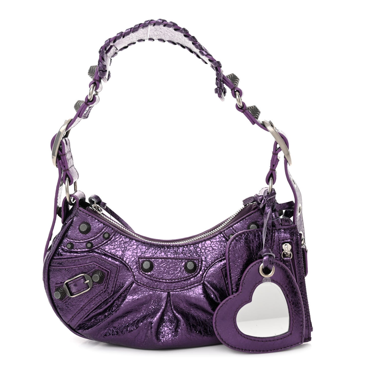 Balenciaga Metallic Agneau Arena Le Cagole Shoulder Bag XS Met Mauve 1 of 10