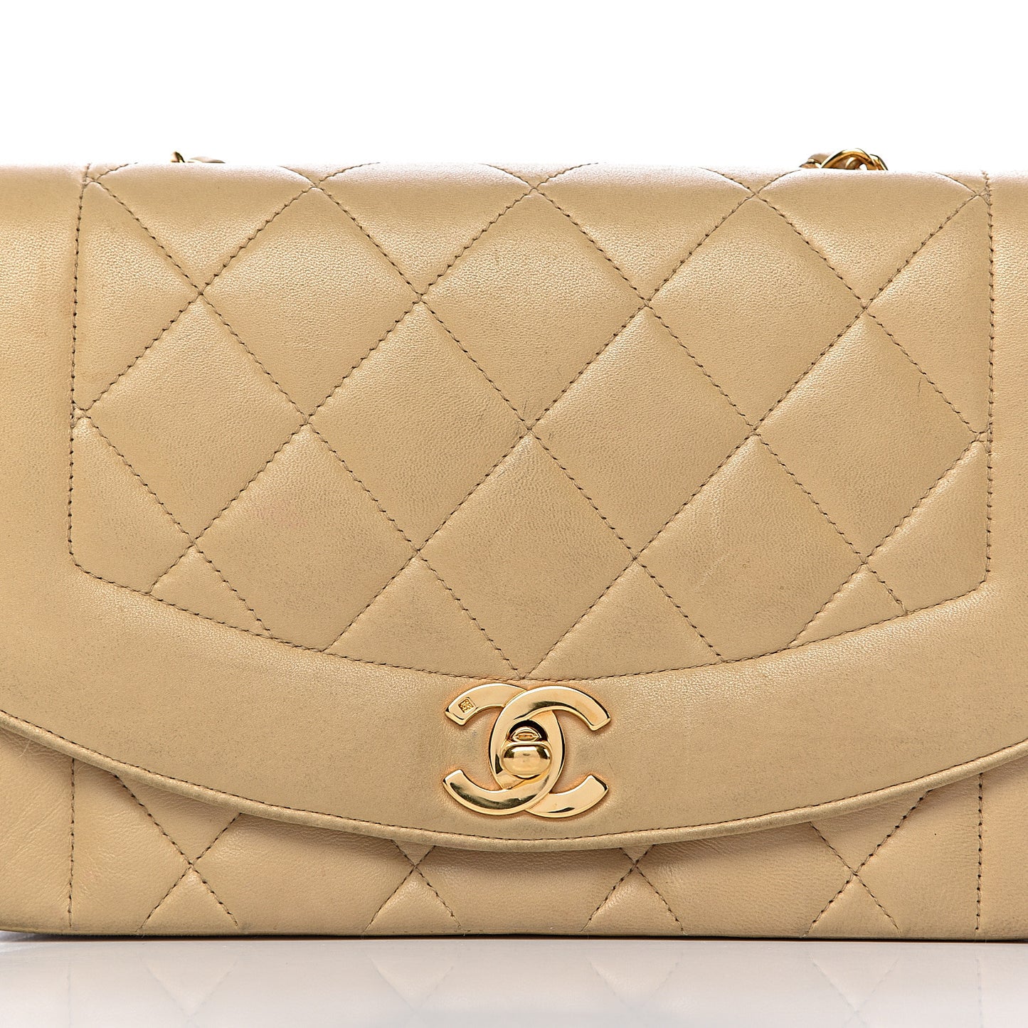 Lambskin Quilted Small Flap Beige