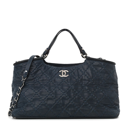 Chanel Iridescent Calfskin Quilted Small Sea Hit Tote Navy 1 of 13