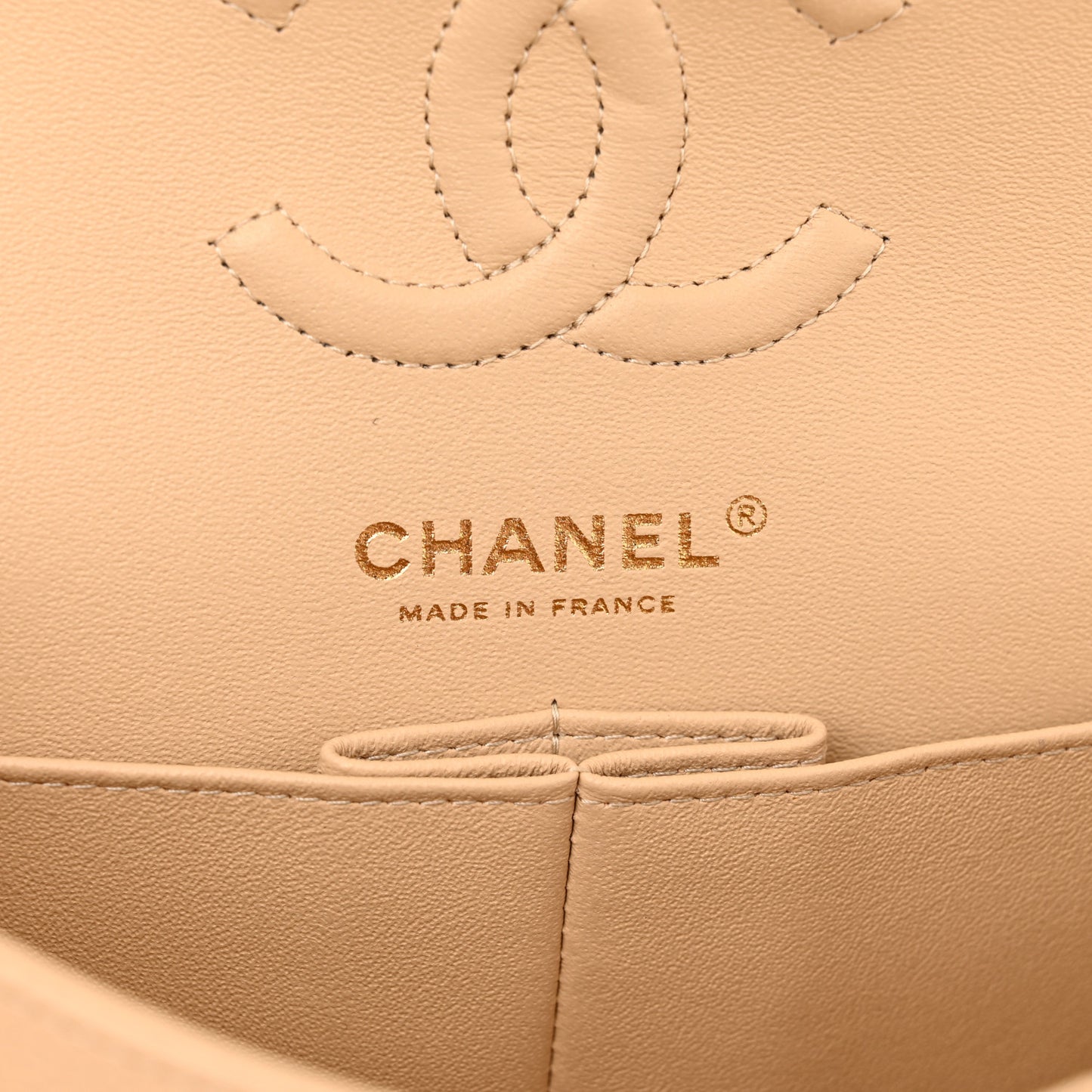 Caviar Quilted Small Double Flap Beige