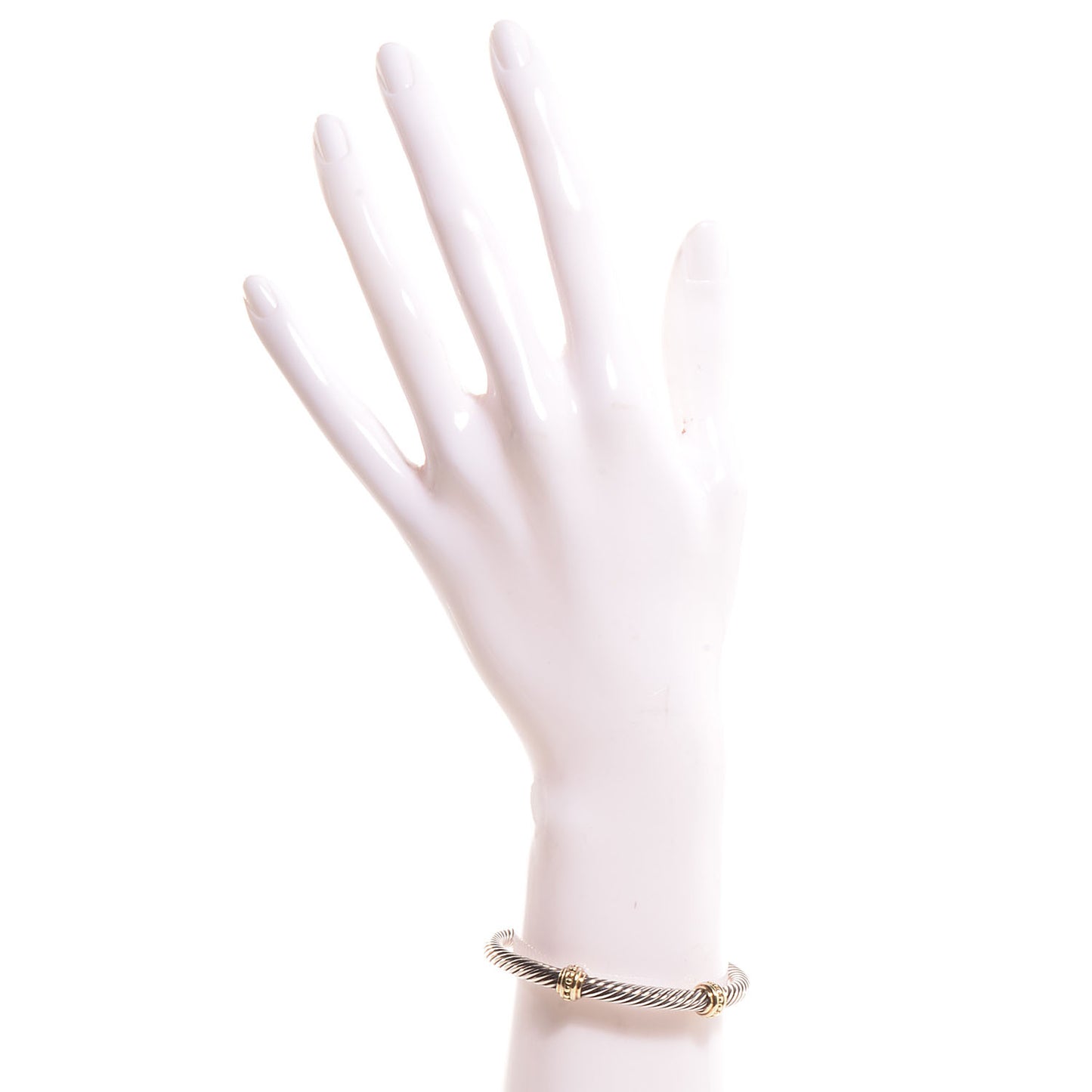 Sterling Silver 14K Yellow Gold 5mm Cable Classics Two Station Bracelet
