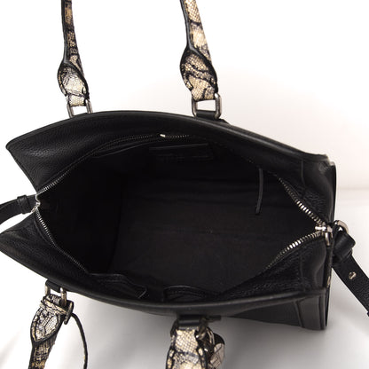 Alexander McQueen Pebbled Calfskin Snakeskin Small Skull Padlock Zip Around Tote Black 5 of 10