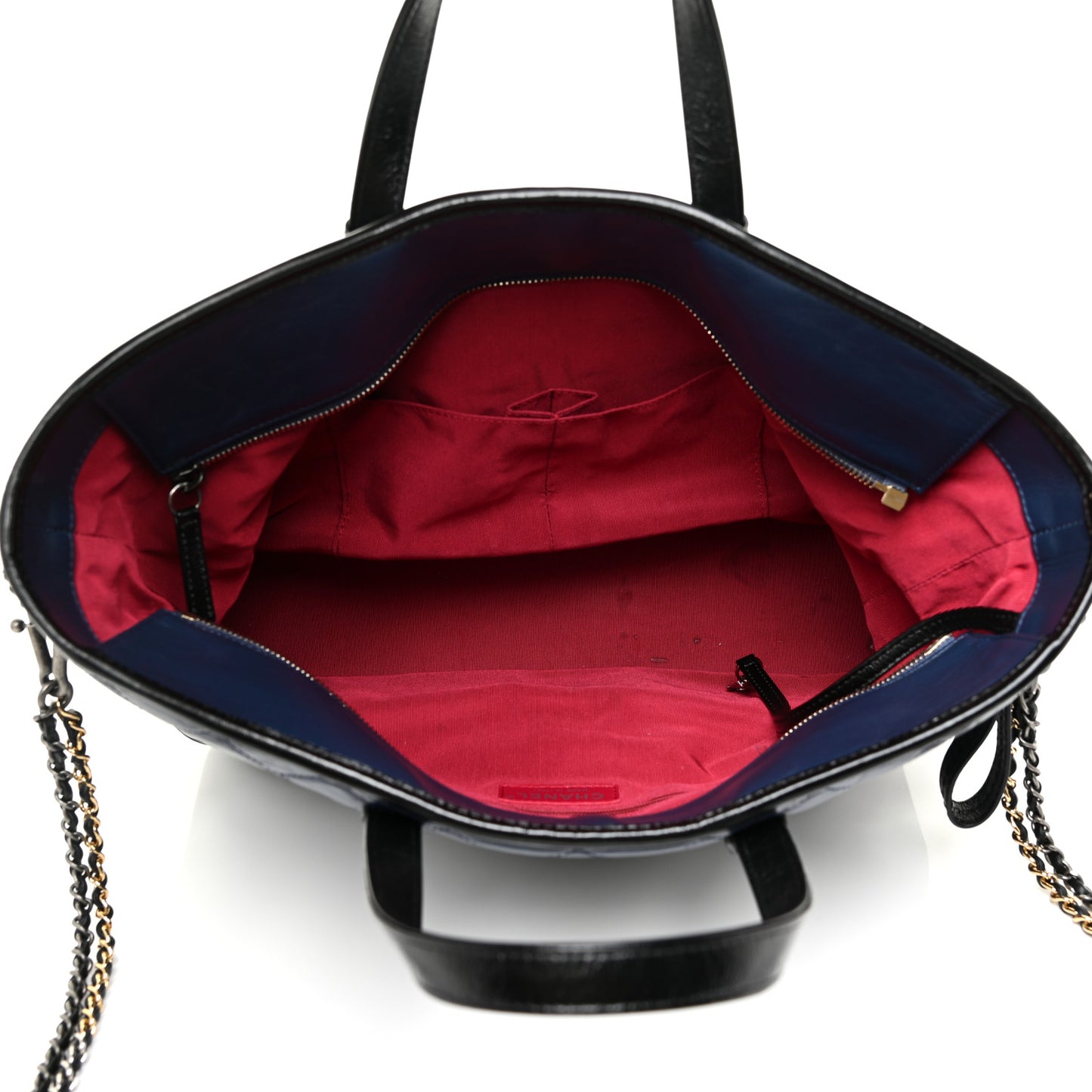 Aged Calfskin Quilted Large Gabrielle Shopping Tote Navy Black