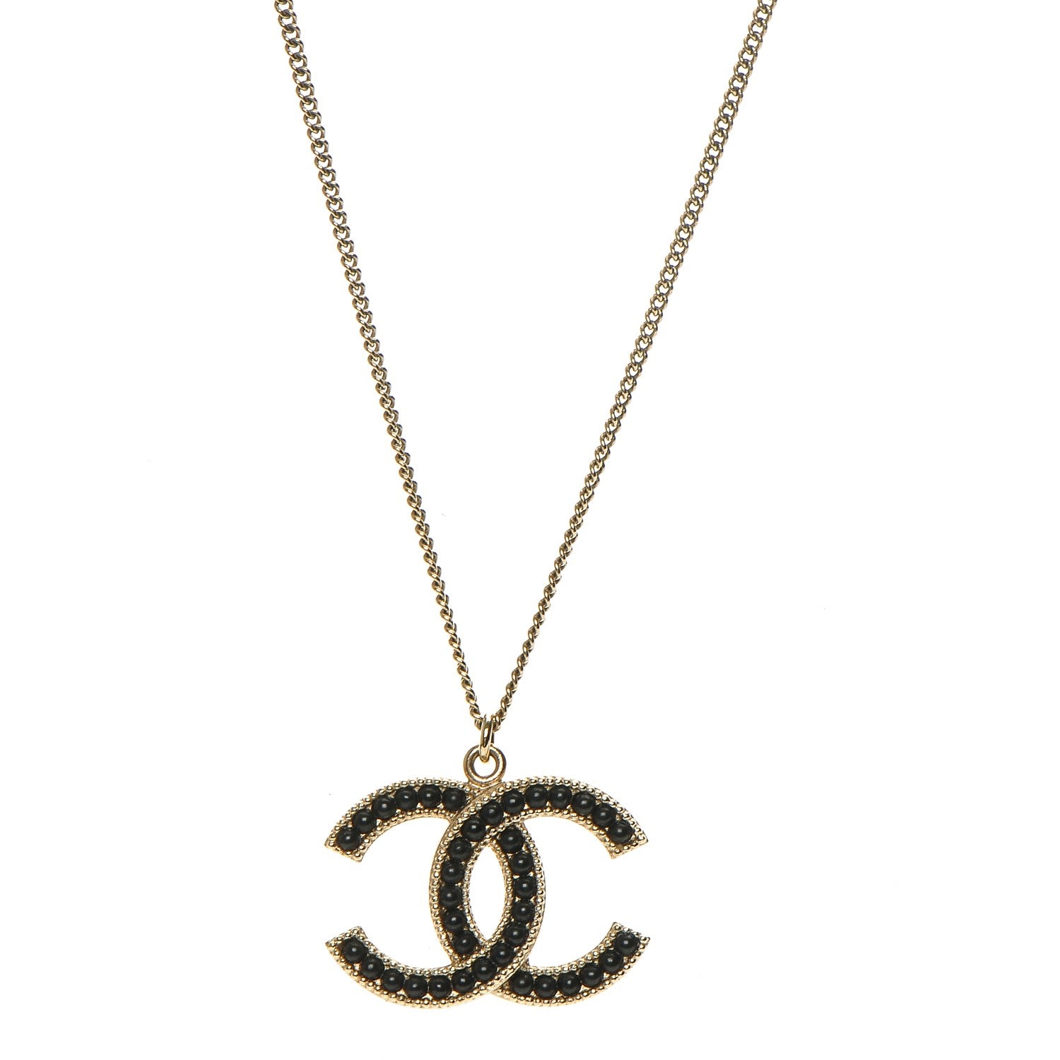 Chanel Pearl CC Pendant Necklace Black Gold 1 of 4