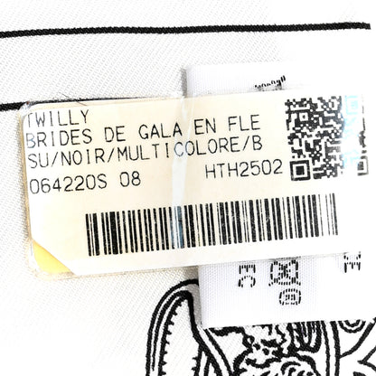 Hermes Silk Brides de Gala en Fleurs Twilly Black Multicolor White 4 of 5