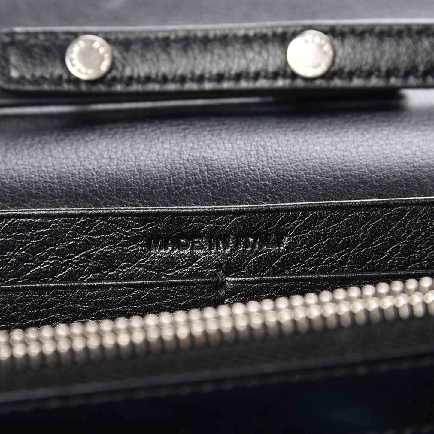 Calfskin Heart Studded Monogram Chain Wallet Black