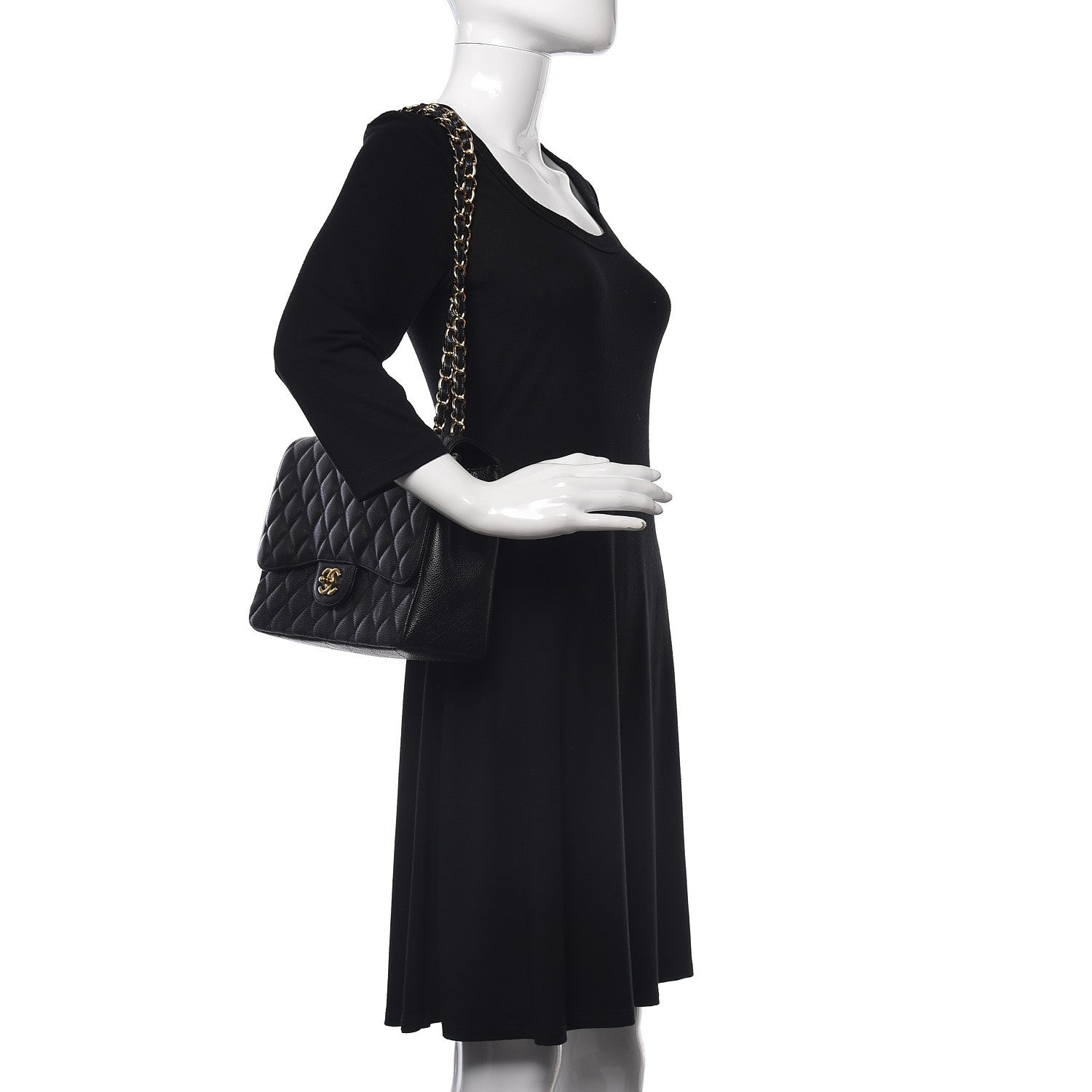 Chanel Caviar Quilted Jumbo Single Flap Black 2 of 12