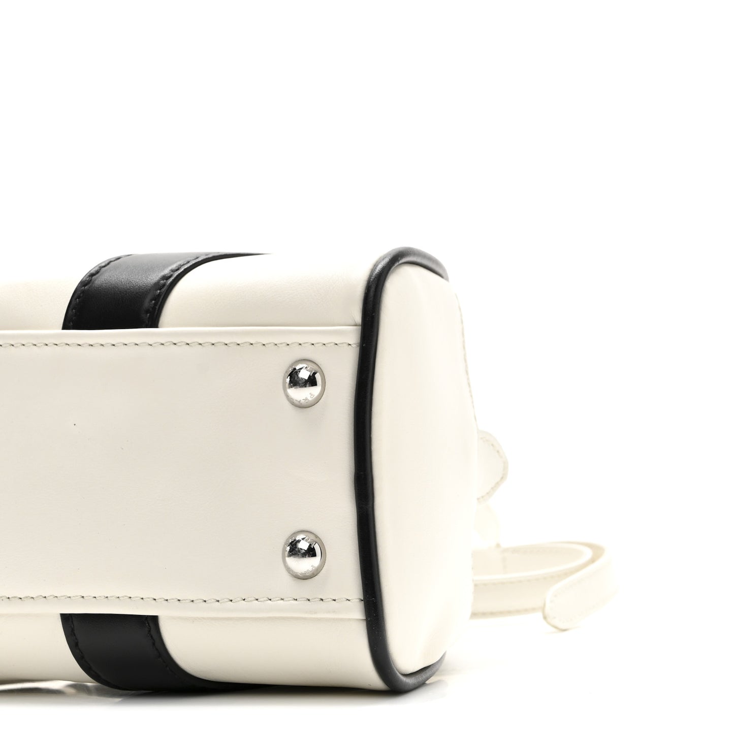 Soft Calfskin Bowling Crossbody Bag White Black