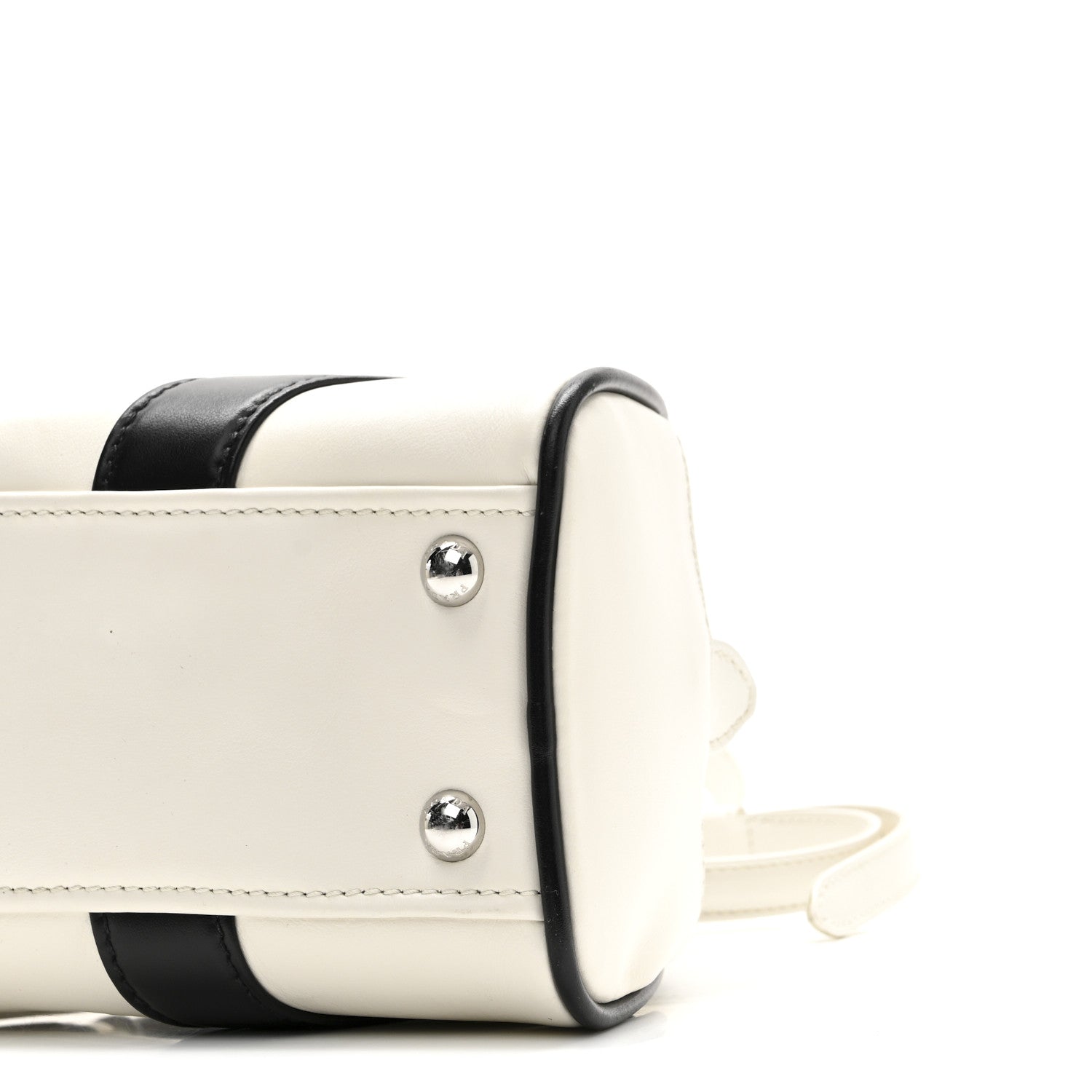 Prada Soft Calfskin Bowling Crossbody Bag White Black 9 of 9