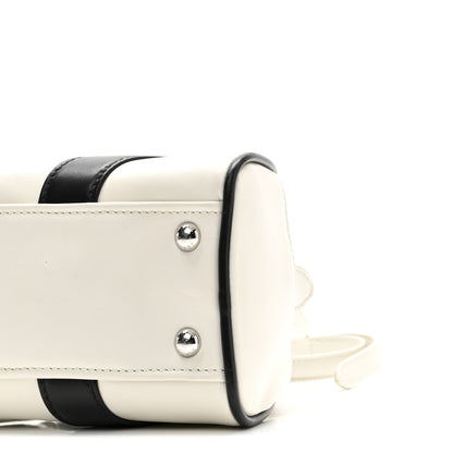 Prada Soft Calfskin Bowling Crossbody Bag White Black 9 of 9