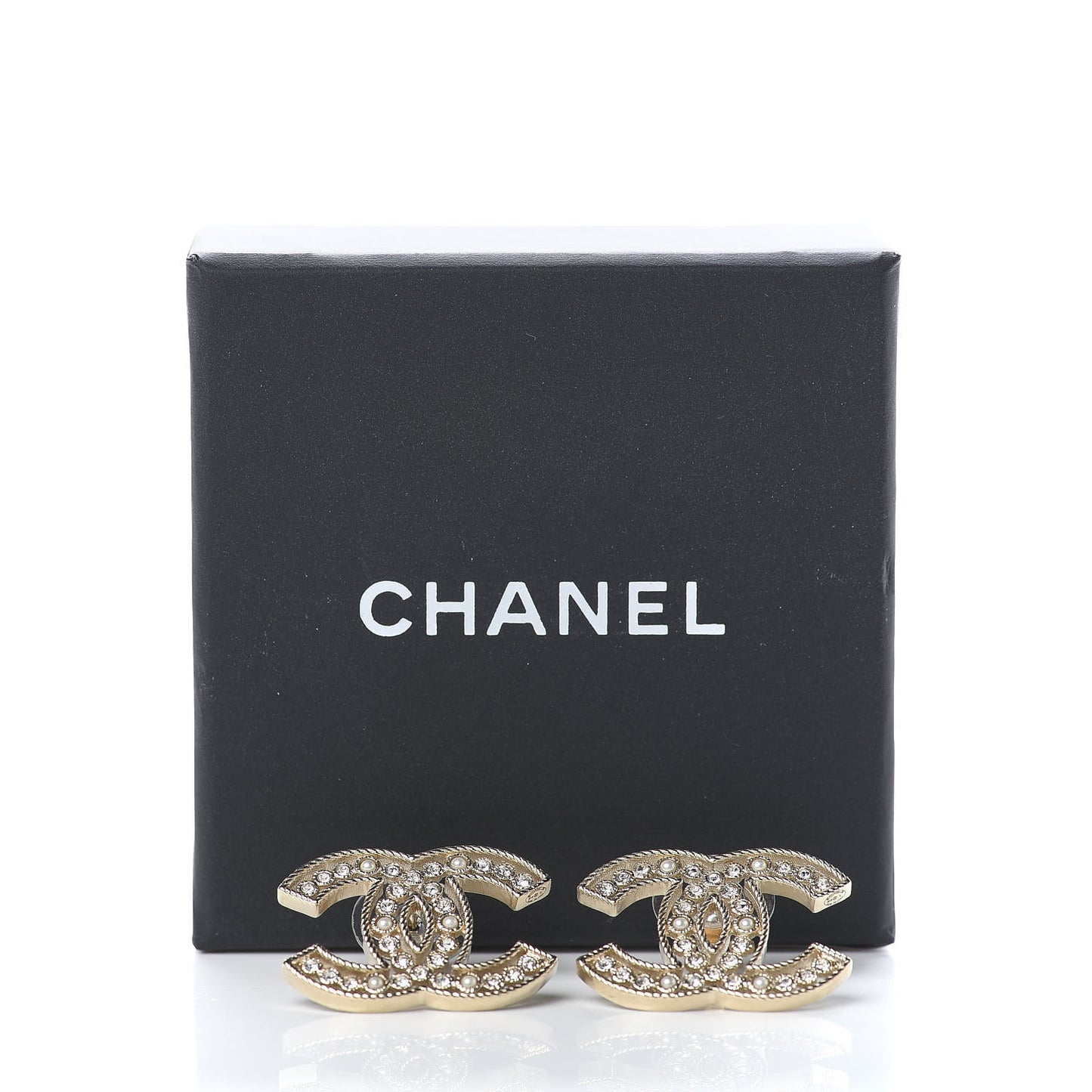 Pearl Crystal Sparkling Pearls CC Earrings Light Gold