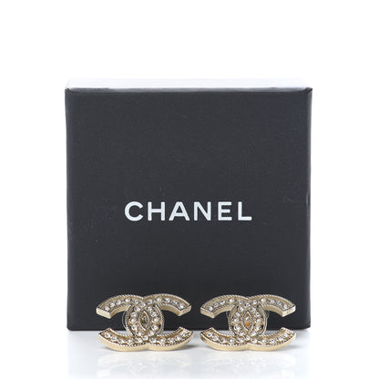Chanel Pearl Crystal Sparkling Pearls CC Earrings Light Gold 5 of 5