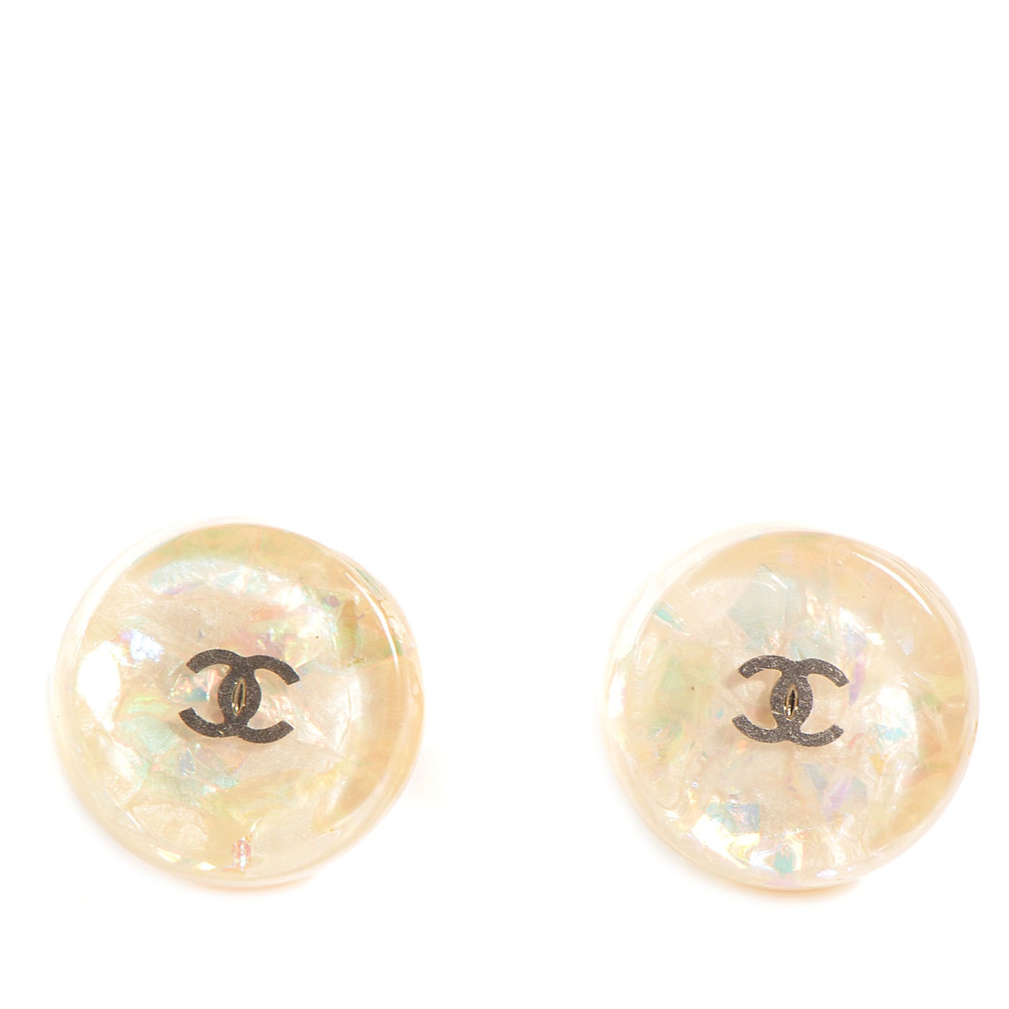 Resin Mother of Pearl CC Clip On Earrings