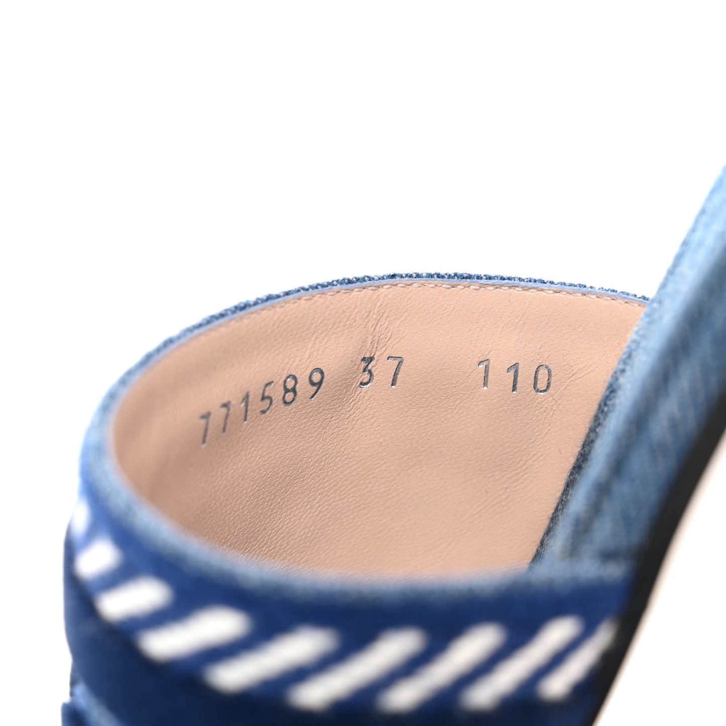Plain Spain Denim Logo Slide Sandals 37 Light Blue
