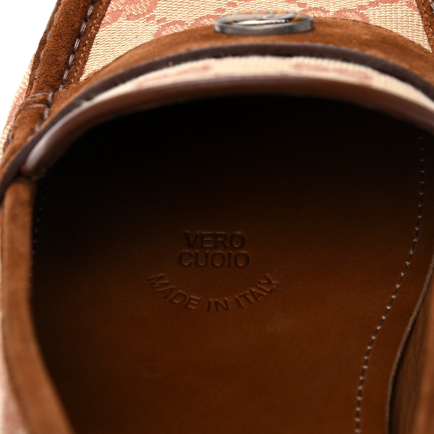 GG Monogram Suede Mens Driver Loafers 10 Beige Ruggine Cuir