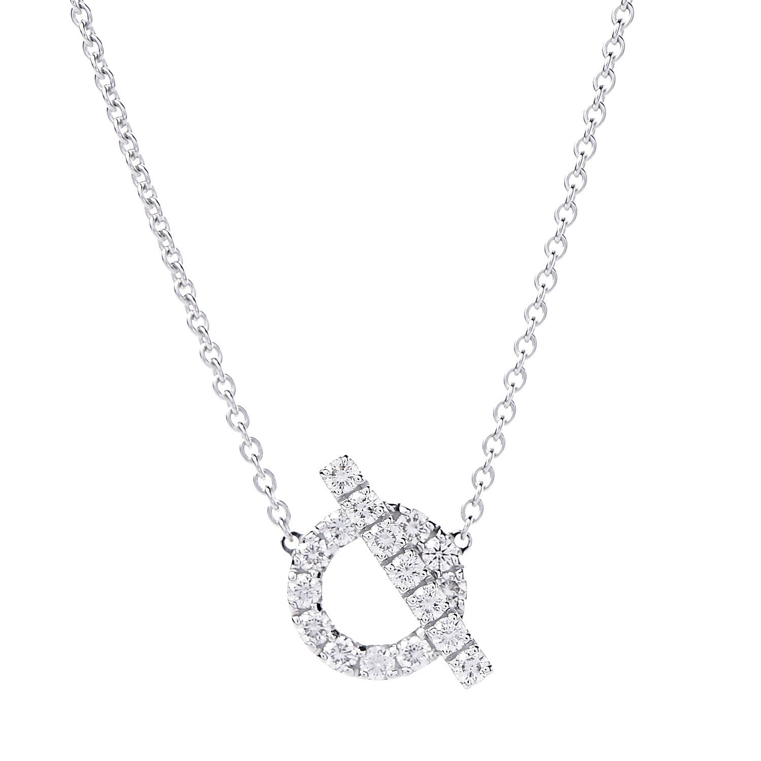 Hermes 18K White Gold Diamond Finesse Pendant Necklace 4 of 8