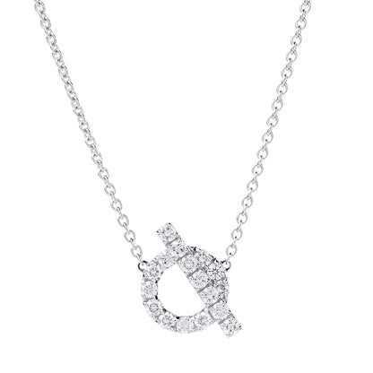 Hermes 18K White Gold Diamond Finesse Pendant Necklace 4 of 8