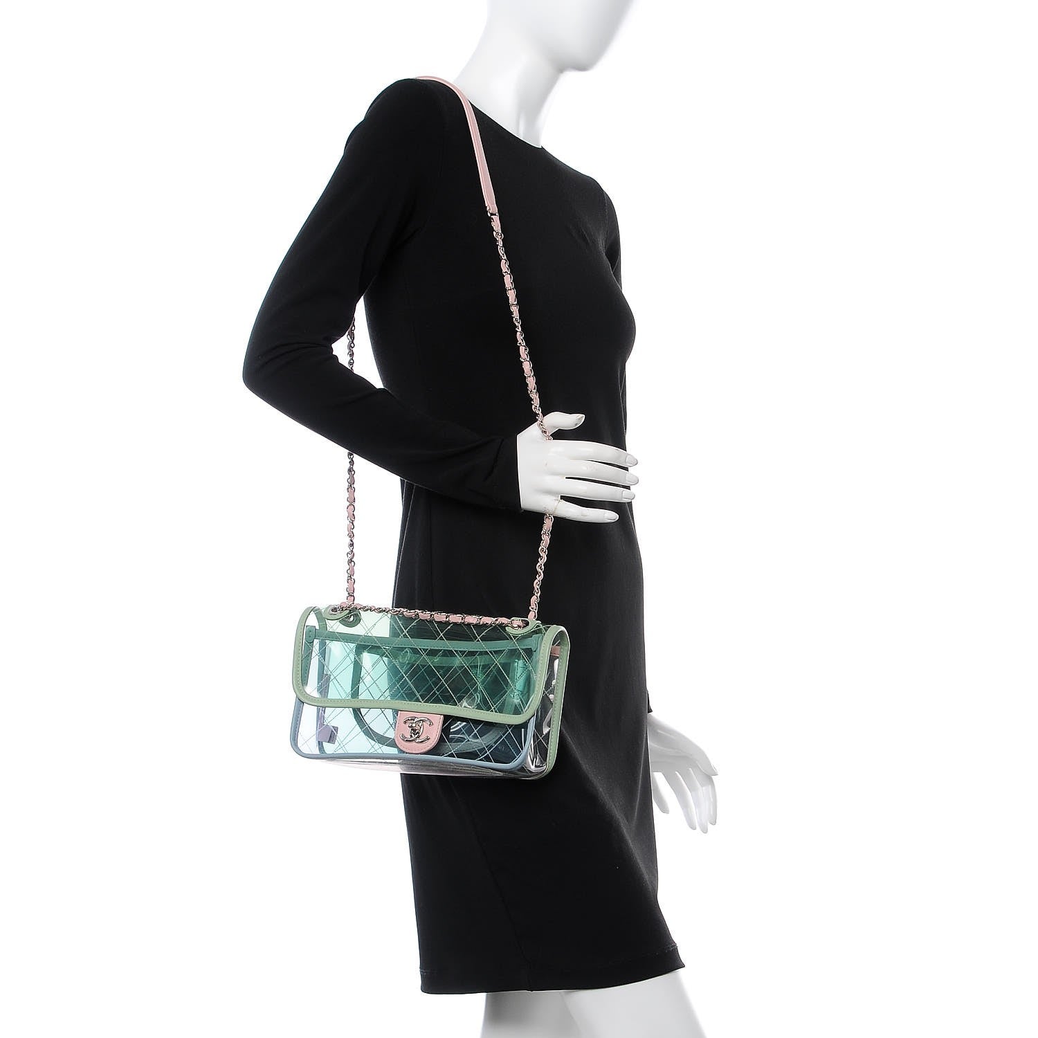 Chanel Lambskin PVC Quilted Medium Coco Splash Flap Blue Green 2 of 9