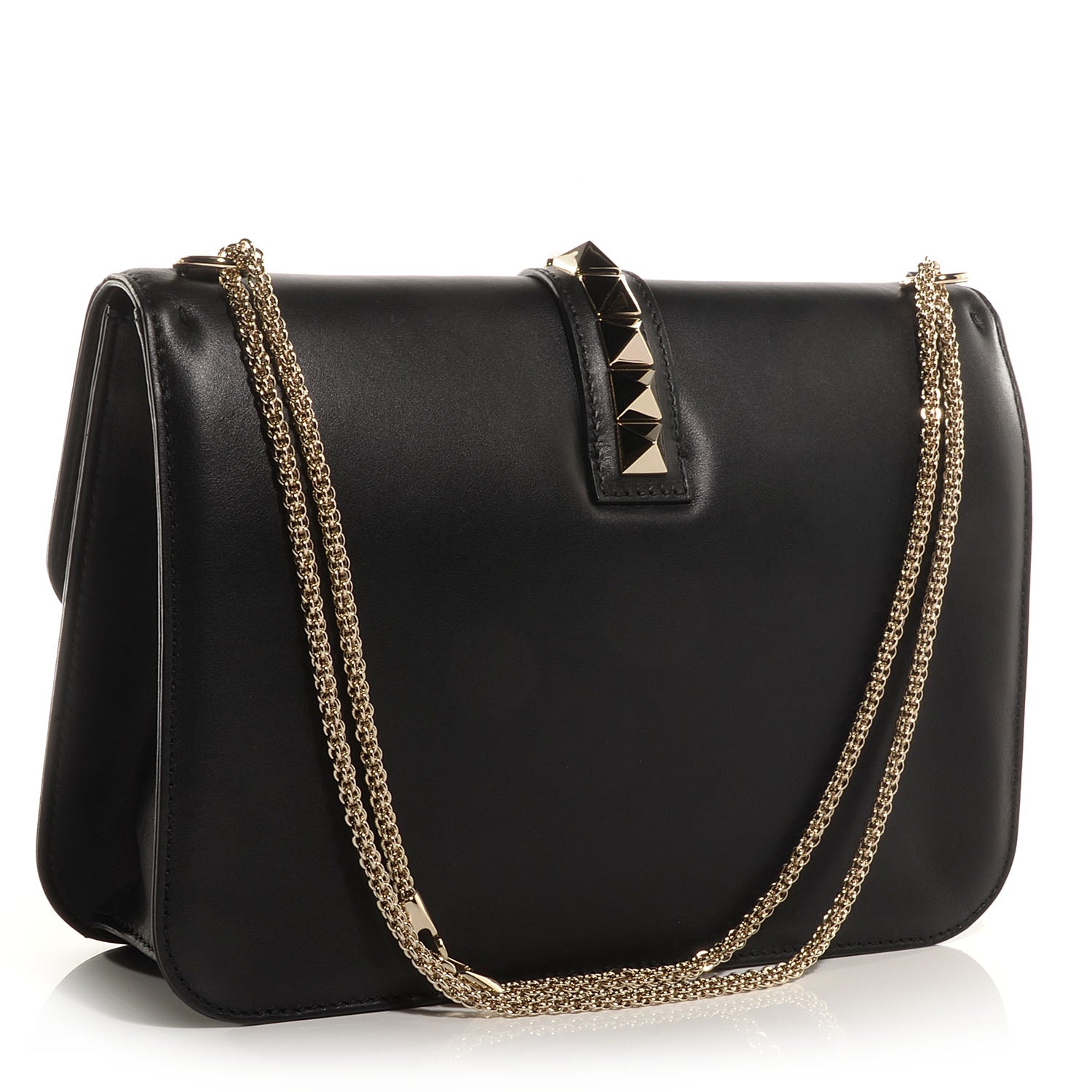 Valentino Garavani Vitello Large Glam Lock Rockstud Flap Black 3 of 7