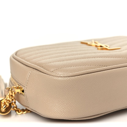 Saint Laurent Grain De Poudre Matelasse Monogram Mini Lou Camera Bag Dark Beige 9 of 11