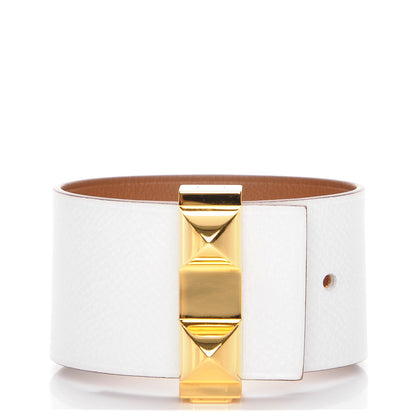 Hermes Epsom Swift Imprevisible Bracelet MM White Gold 1 of 6